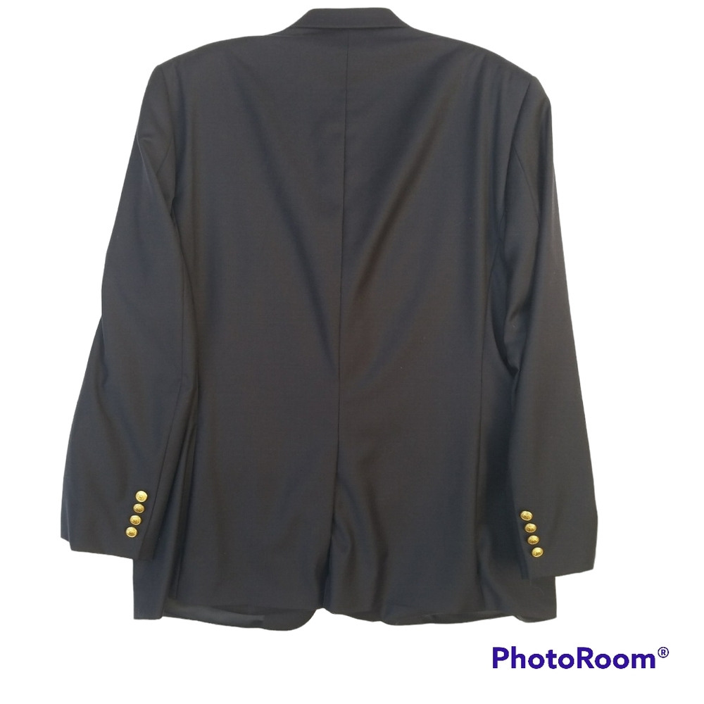 Ralph Lauren Wool Sport Coat Blazer 44R Navy Embossed Gold Buttons Like … - Picture 16 of 16